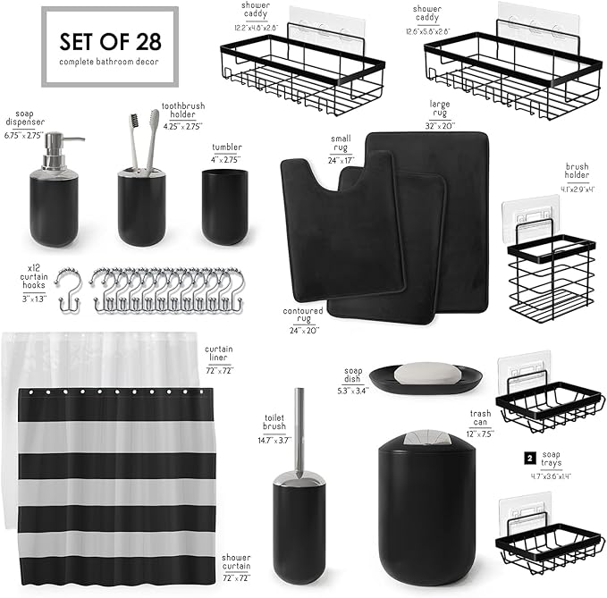 NoirHaven™ 15-Piece Bathroom Set